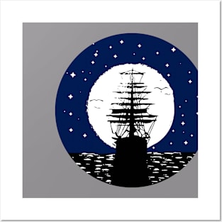 Moon Old Ship Posters and Art